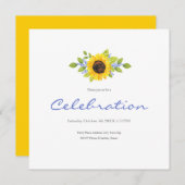 Handgeschilderde Waterverf Zonnebloem Swag Invitat Kaart (Voorkant / Achterkant)