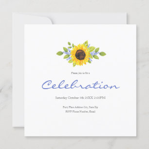 Handgeschilderde Waterverf Zonnebloem Swag Invitat Kaart