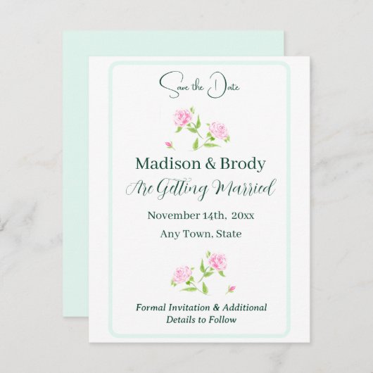 Handgeschilderde waterverfrozen SAVE THE DATE (Voorkant / Achterkant)