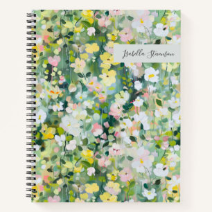 Handgeschilderde wilde bloem gepersonaliseerd groe notitieboek