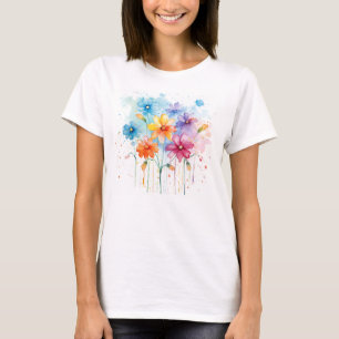 Handgeschilderde wilde bloemen t-shirt