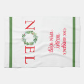 Handgeschilderde Winter Krans PERSONALISEREN Theedoek (Horizontaal)