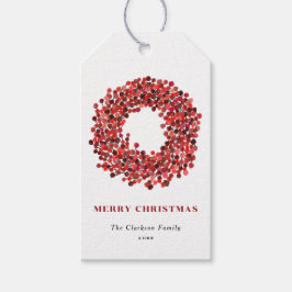 Handgeschilderde Winterberry Krans Vrolijk Kerstfe Cadeaulabel