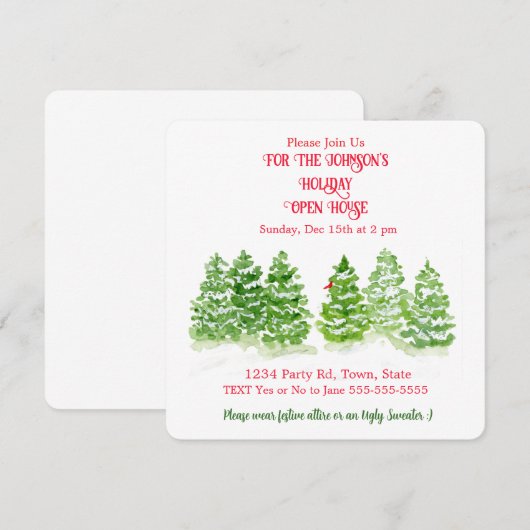 Handgeschilderde winterbomen PERSONALISEREN Kaart (Voorkant / Achterkant)