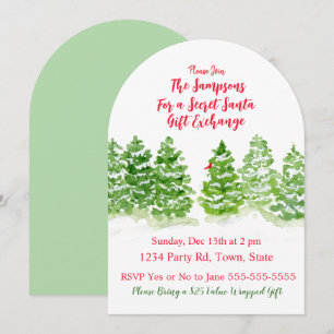 Handgeschilderde winterbomen SECRET SANTA Kaart