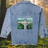 Handgeschilderde wit en groen " VOOR GOD" Denim Jacket