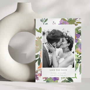 Handgeschilderde zachte Waterverf bloementuin foto Save The Date