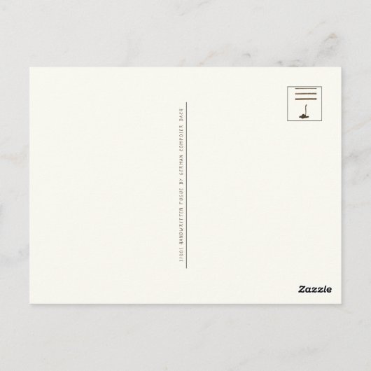 Handgeschreven 1700s Muziek Samenstelling Fugue Ba Briefkaart (Achterkant)