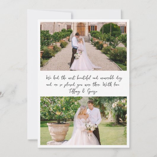 Handgeschreven 4 foto bruiloft bedankkaart (Achterkant)