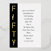 Handgeschreven 50ste verjaardag Zwart Wit en Goud Folie Uitnodiging (Voorkant)