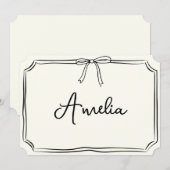 Handgeschreven aangepaste naam Boog Chic Moderne N Kaart (Voorkant / Achterkant)