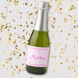 Handgeschreven aangepaste naam Bow Mini Champagne Sparkling Wijnetiket