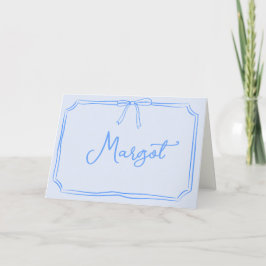 Handgeschreven aangepaste naam Coquette Bow Noteca Bedankkaart