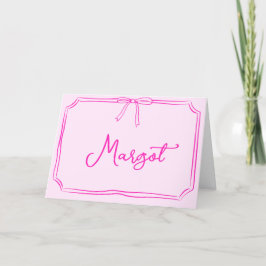 Handgeschreven aangepaste naam Coquette Bow Noteca Bedankkaart
