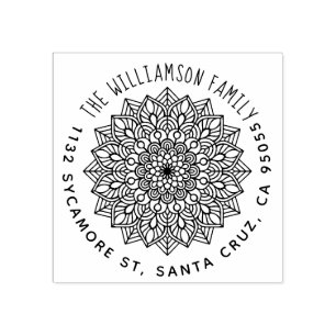 Handgeschreven achternaam Mandala Retouradres Rubberstempel