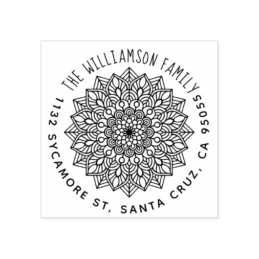 Handgeschreven achternaam Mandala Retouradres Rubberstempel (Afrduk)