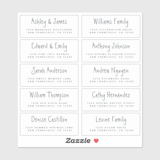 Handgeschreven Adresetiketten voor weduwschappen m Sticker (Vel)