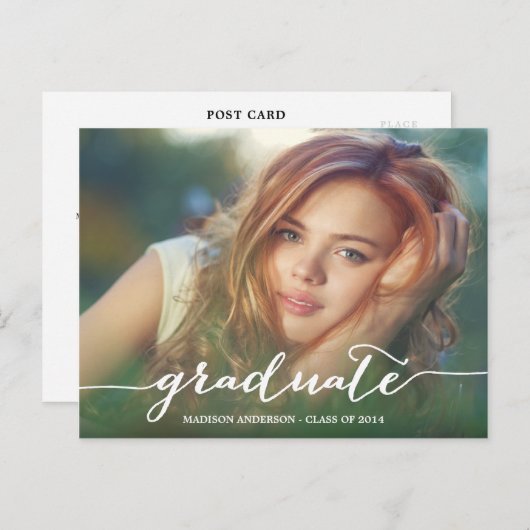 handgeschreven | Afstuderen Briefkaart uitnodiging (Voorkant / Achterkant)