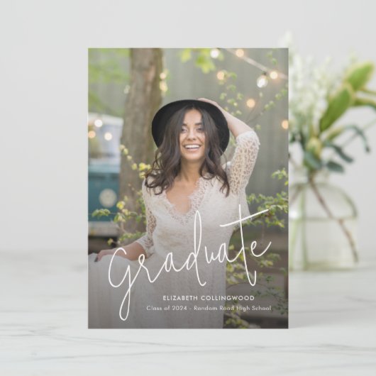 Handgeschreven Afstuderen foto 2025 Afstuderen Aankondiging (Staand voorkant)