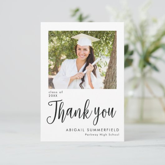 Handgeschreven Afstuderen met foto van script - Ha Bedankkaart (Staand voorkant)