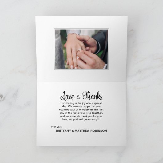 Handgeschreven artistiek 2 Foto bruiloft Hartelijk Kaart (Binnen)