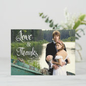 Handgeschreven artistieke bruiloft Foto Dank je we Kaart (Staand voorkant)