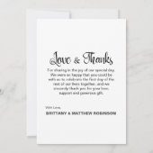 Handgeschreven artistieke bruiloft Foto Dank je we Kaart (Achterkant)