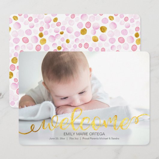 Handgeschreven Baby geboortefotopublicatiekaart Aankondiging (Voorkant / Achterkant)