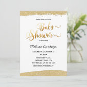 Handgeschreven Baby shower Golden Glitter Kaart (Staand voorkant)