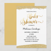 Handgeschreven Baby shower Golden Glitter Kaart (Voorkant / Achterkant)