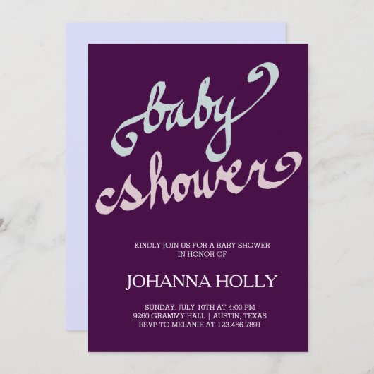 handgeschreven baby shower kaart (Voorkant / Achterkant)