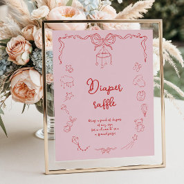 Handgeschreven Baby Shower, Meisje Luierspel Poster