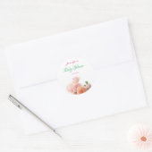 Handgeschreven Baby shower Waterverf Rozen Ronde Sticker (Envelop)