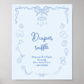 Handgeschreven babyfeest, jongens luierspel poster (Voorkant)