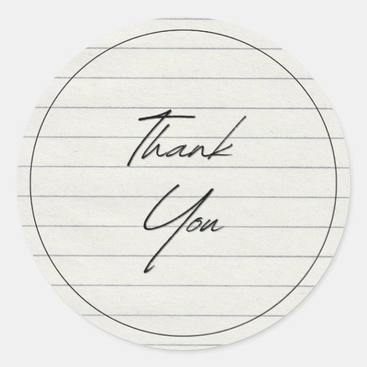 Handgeschreven bedankbriefpapier ronde sticker (Voorkant)