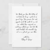 Handgeschreven bedankkaart met trouwfoto (Achterkant)