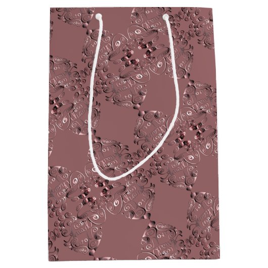 Handgeschreven "Bedankt" Heart Patroon Medium Cadeauzakje (Voorkant)