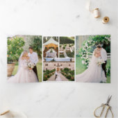 Handgeschreven Bedankt met trouwfoto's Drieluik Kaart (Binnen)