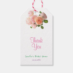 Handgeschreven Bedankt Tekst Modern Waterverf Roze Cadeaulabel