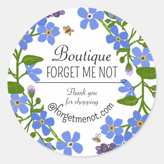 Handgeschreven bedrijfsetiketten blauwe stickers m (Voorkant)