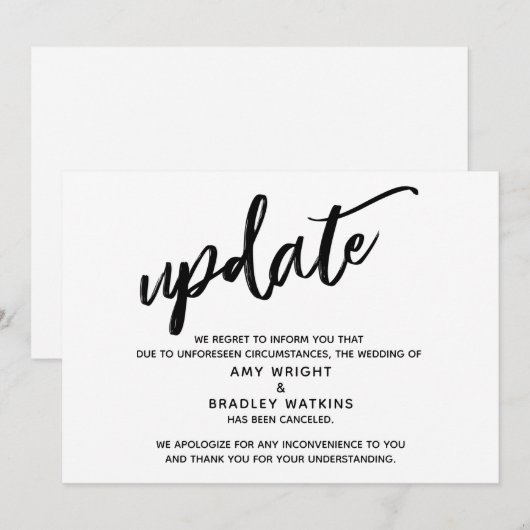 Handgeschreven Bericht over Afgelaste Huwelijksaan Kaart (Voorkant / Achterkant)