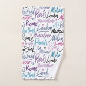 Handgeschreven beroemde steden van het Wereld Patr Bad Handdoek (Handdoek)