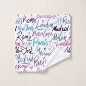 Handgeschreven beroemde steden van het Wereld Patr Bad Handdoek (Wasdoekje)