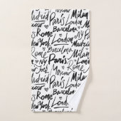 Handgeschreven beroemde steden van het Wereld Patr Bad Handdoek (Handdoek)