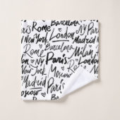 Handgeschreven beroemde steden van het Wereld Patr Bad Handdoek (Wasdoekje)