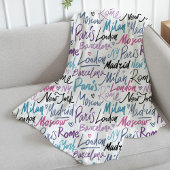 Handgeschreven beroemde steden van het Wereld Patr Fleece Deken