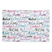 Handgeschreven beroemde steden van het Wereld Patr Kussensloop (Achterkant)