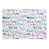 Handgeschreven beroemde steden van het Wereld Patr Kussensloop (Voorkant)