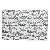 Handgeschreven beroemde steden van het Wereld Patr Kussensloop (Achterkant)