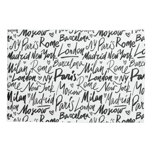 Handgeschreven beroemde steden van het Wereld Patr Kussensloop (Achterkant)